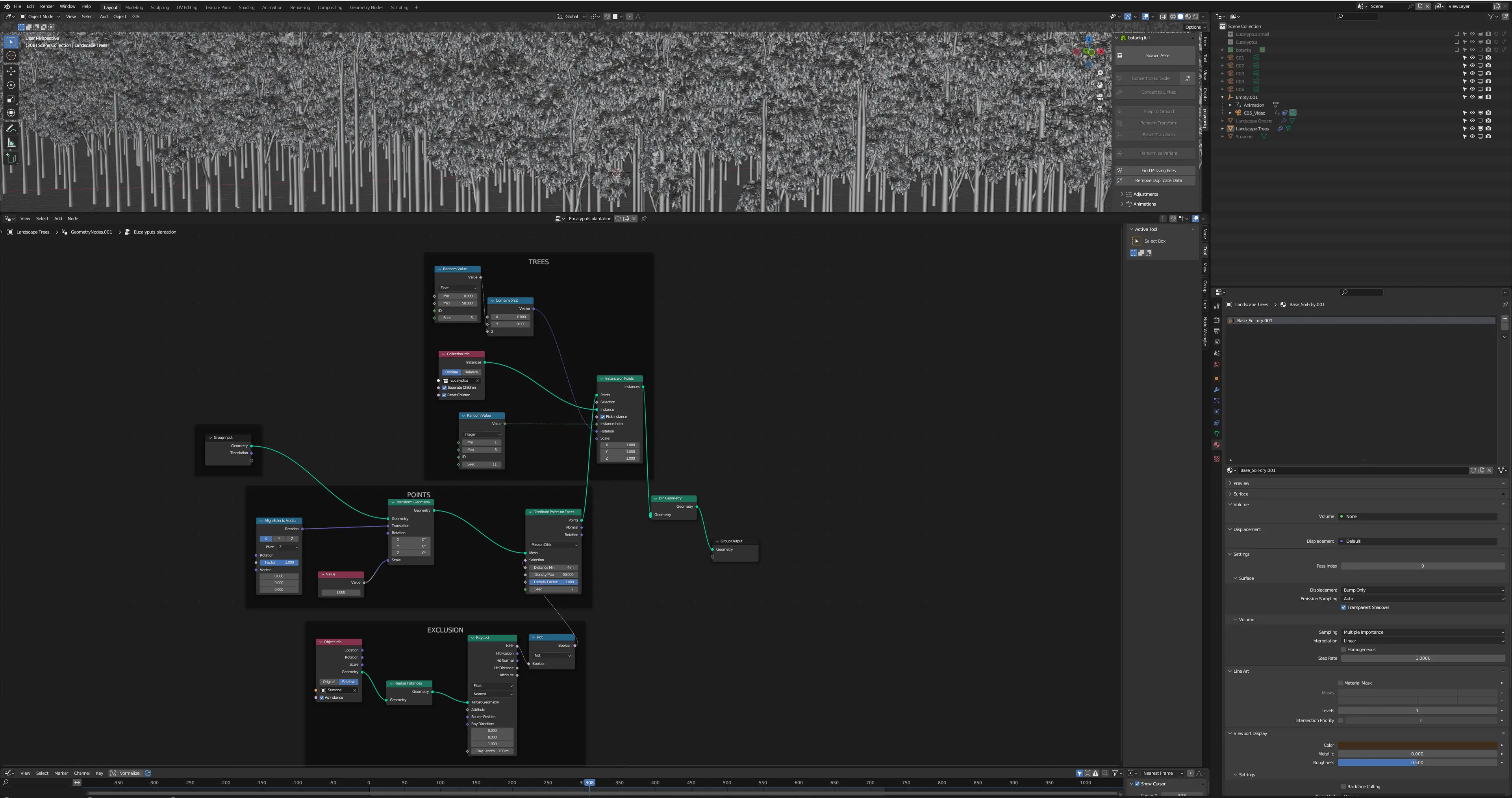 Blender Geometry Nodes for Forest